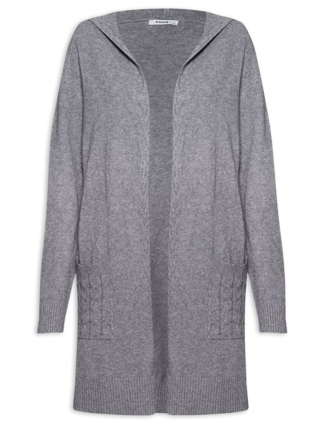 Cardigan Feminino Alongado Com Capuz - Cinza