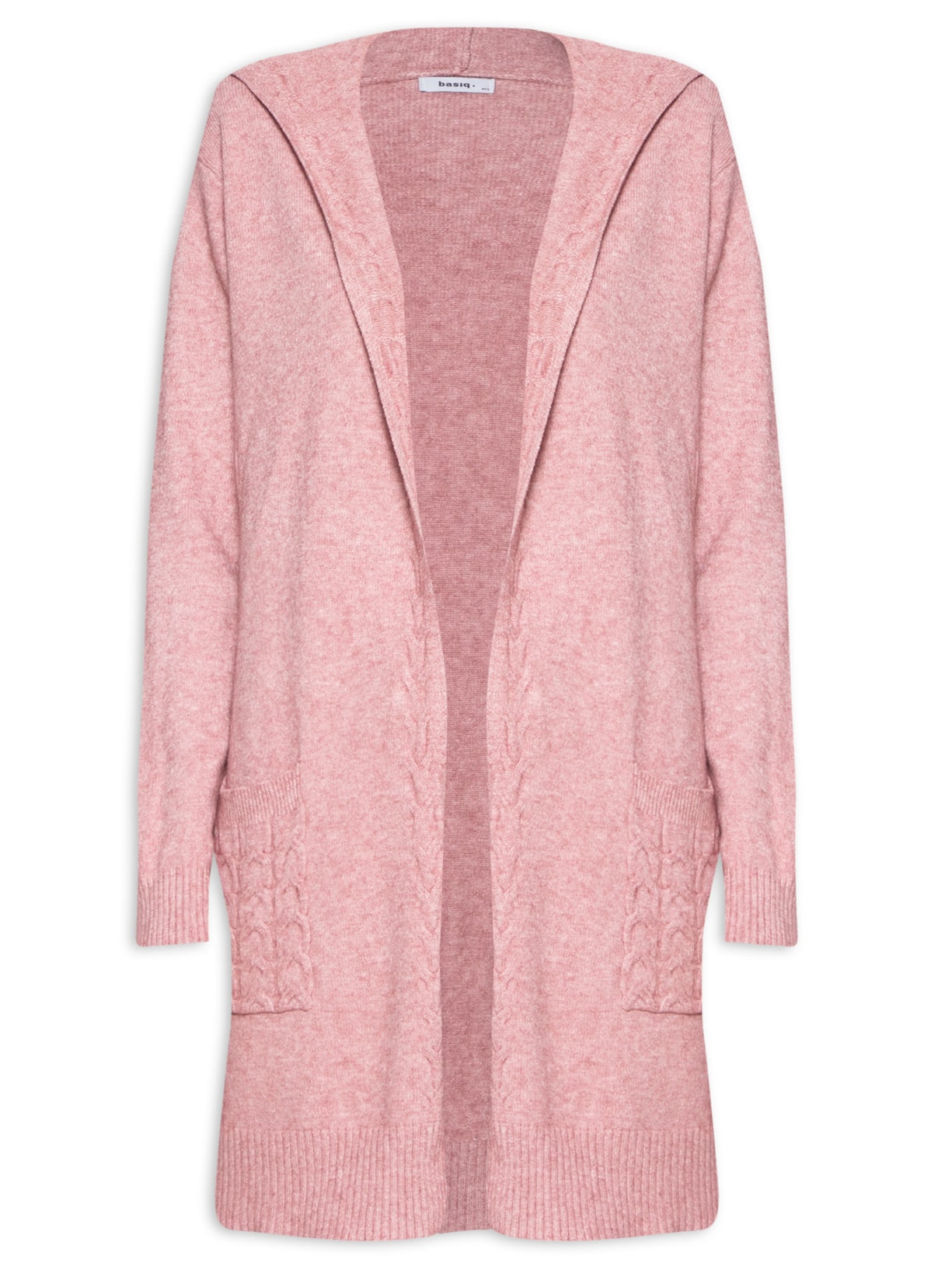 Cardigan Feminino Alongado Com Capuz- Rosa