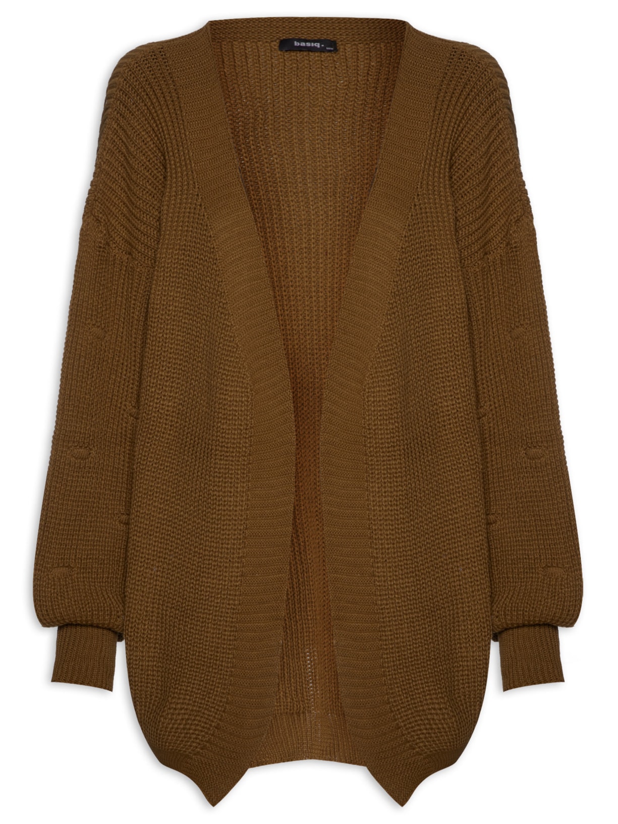 Cardigan Feminino Alongado Com Detalhe Nas Mangas - Bege