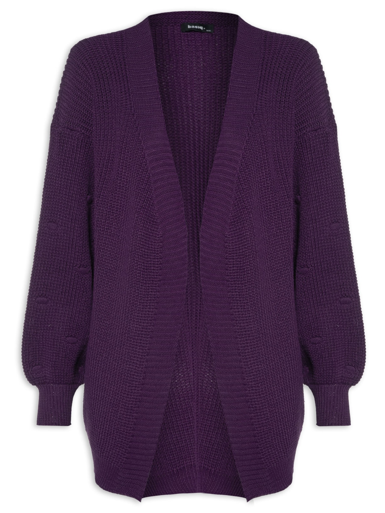 Cardigan Feminino Alongado Com Detalhe Nas Mangas - Roxo