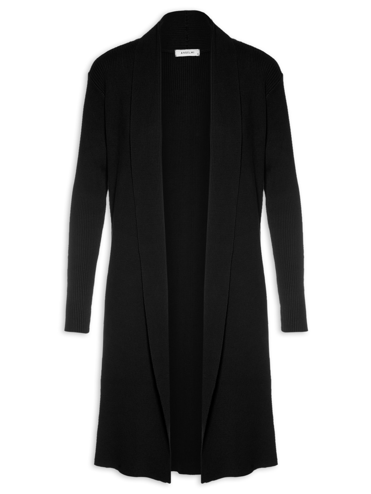 Cardigan Feminino Alongado Com Fendas - Preto