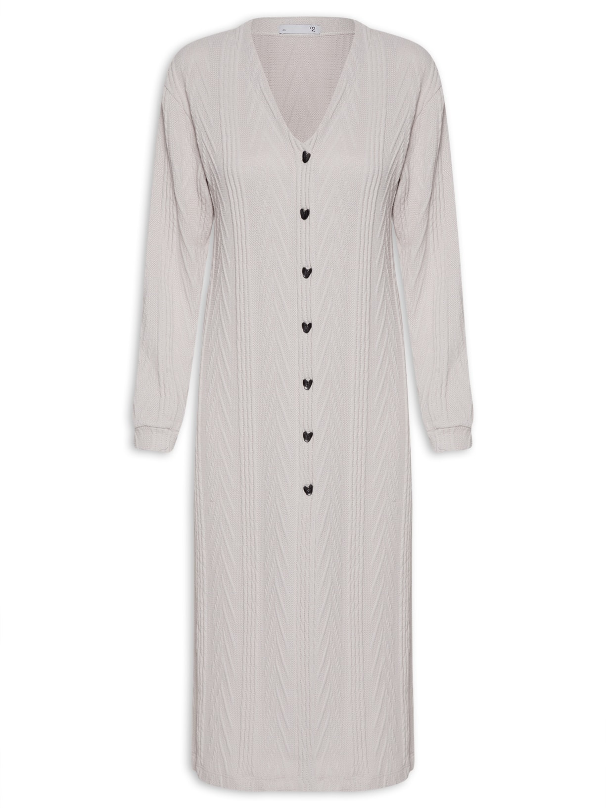 Cardigan Feminino Alongado Em Malha Tricot - Off White