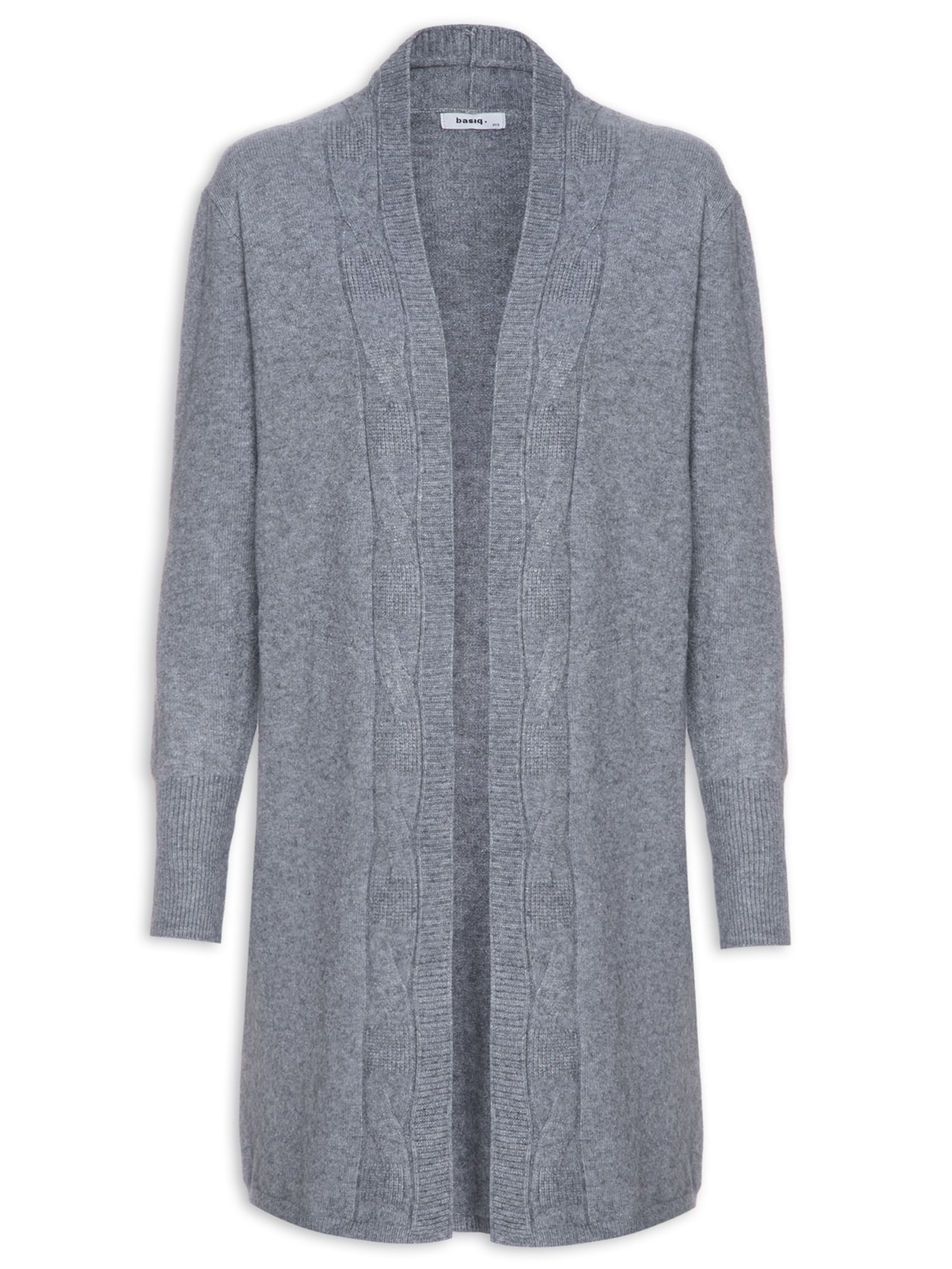 Cardigan Feminino Alongado Em Tricot - Cinza