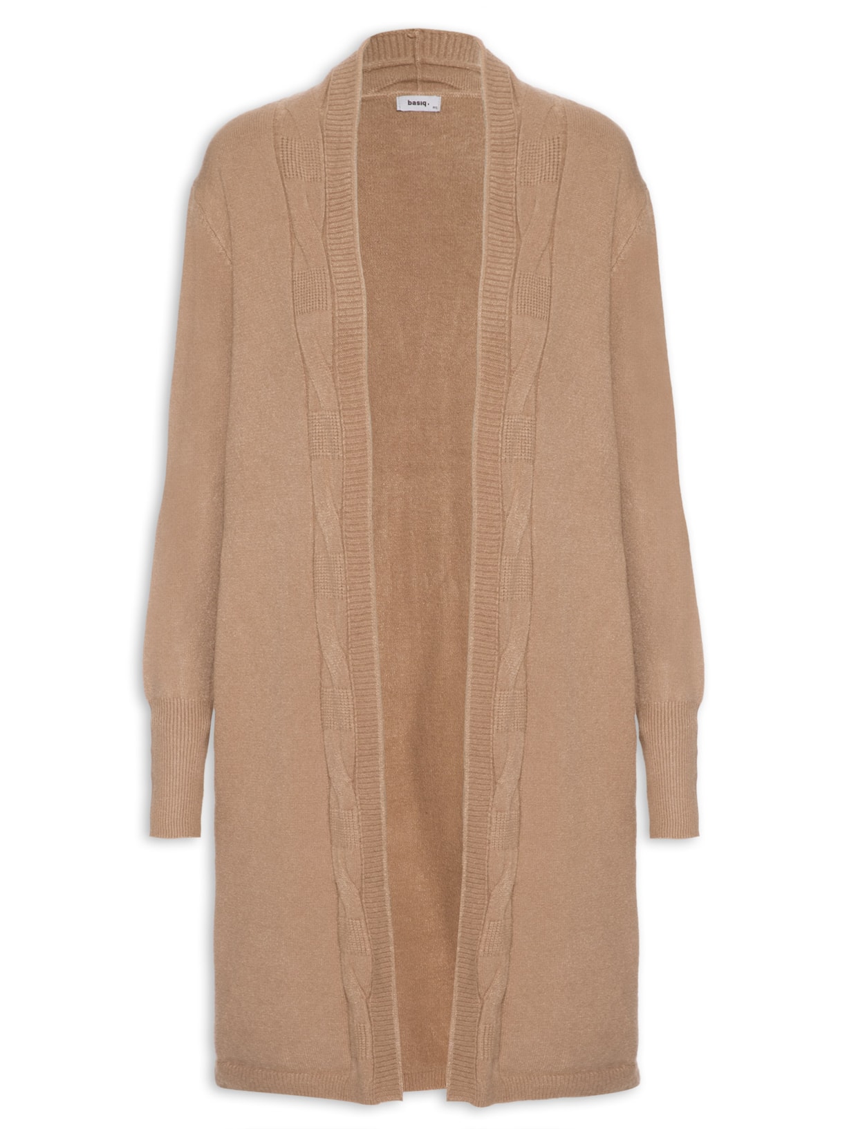 Cardigan Feminino Alongado Em Tricot - Marrom