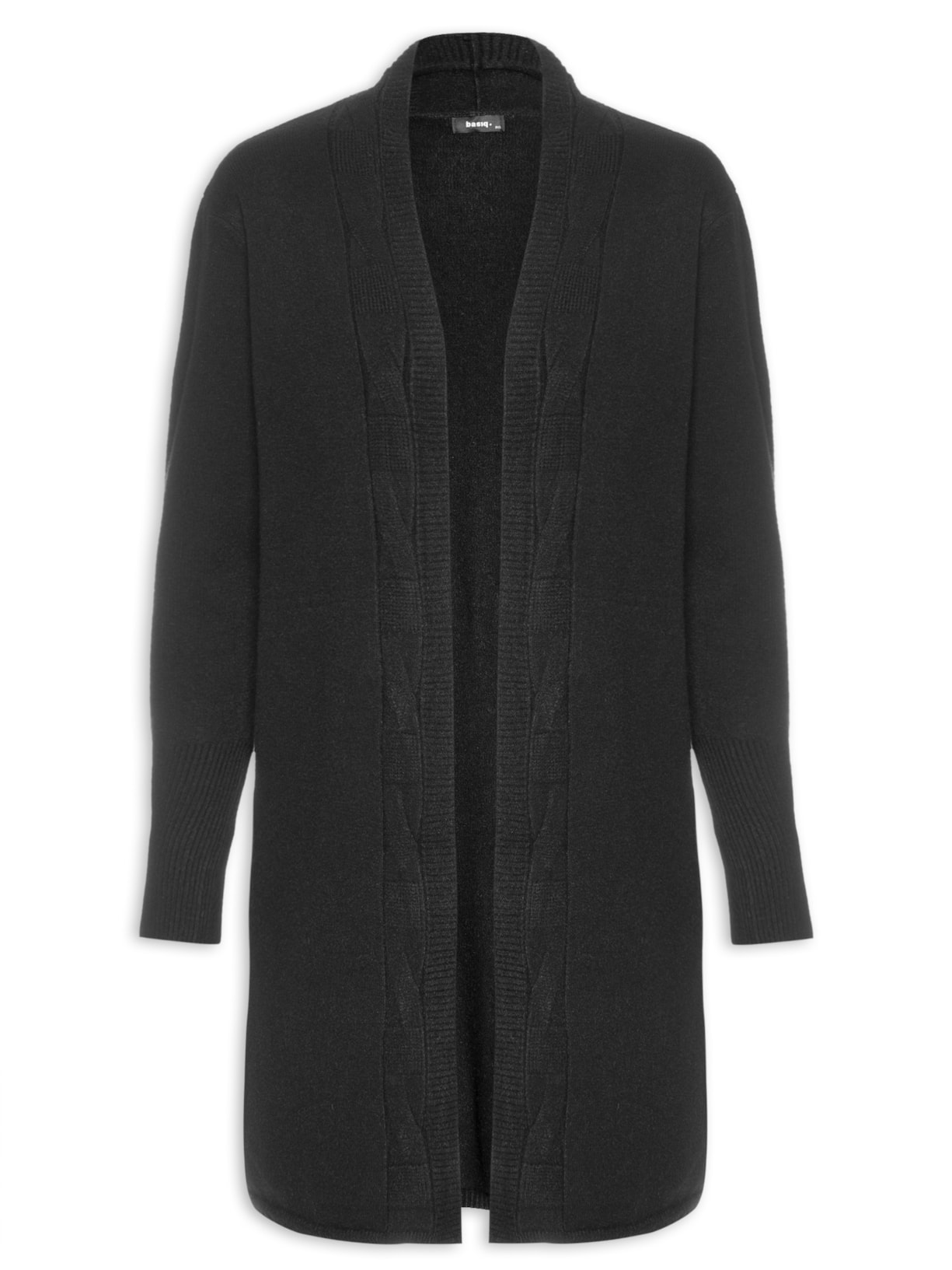 Cardigan Feminino Alongado Em Tricot - Preto