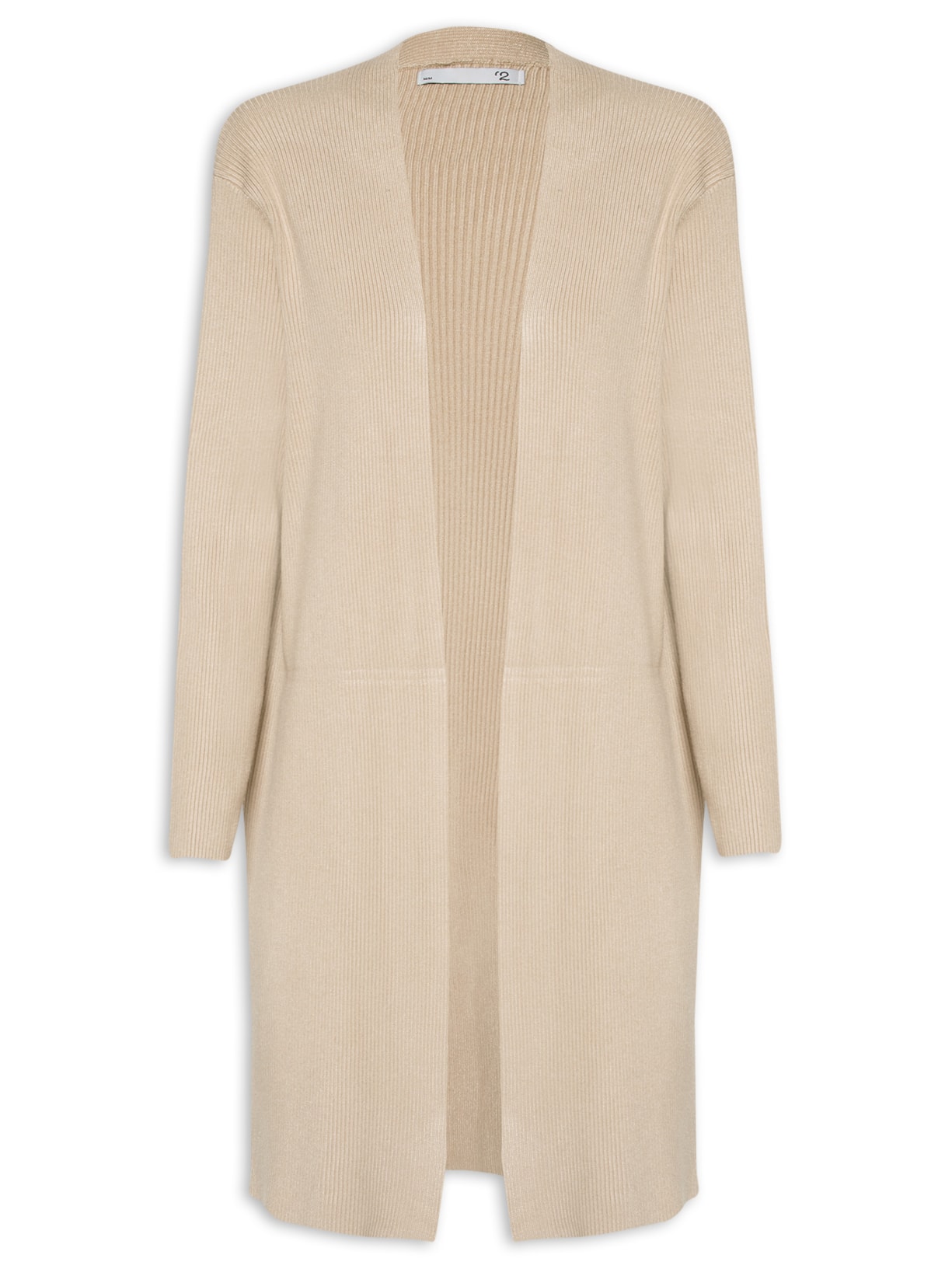 Cardigan Feminino Alongado Manga Longa - Bege