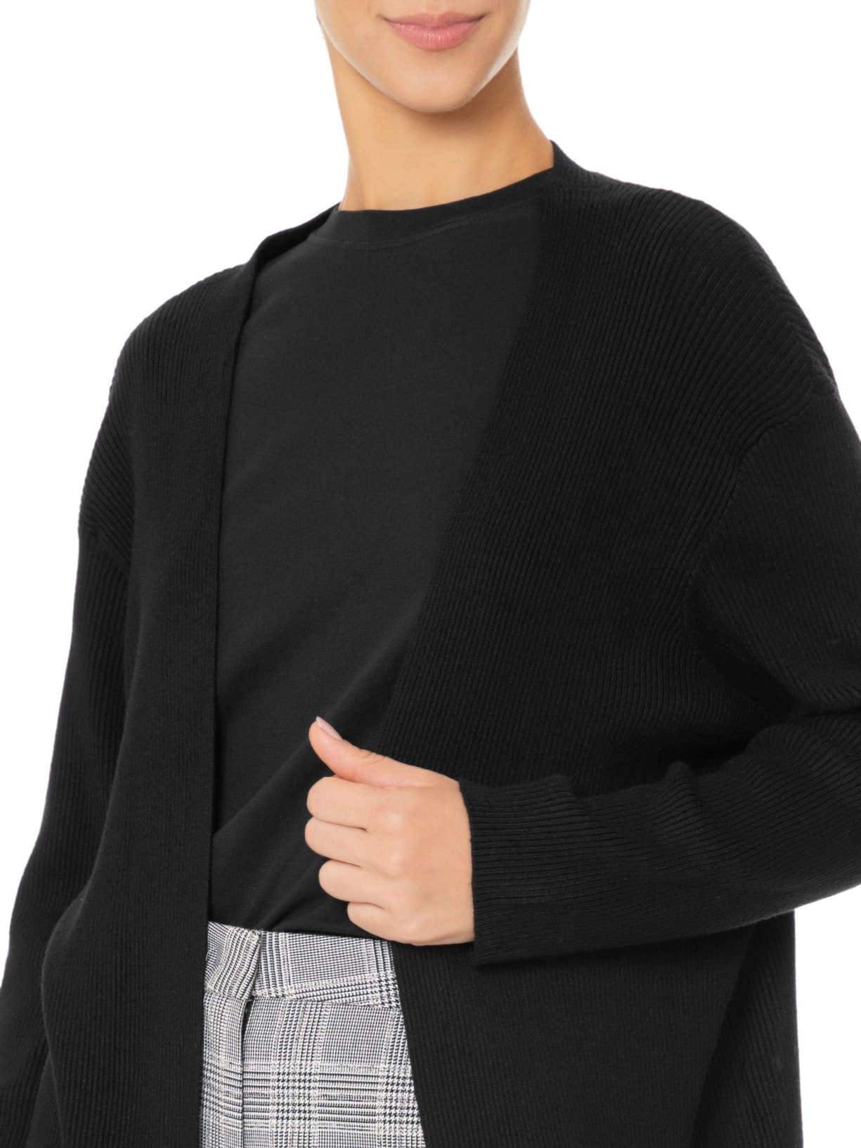 Cardigan Feminino Alongado Manga Longa Preto '2Essential