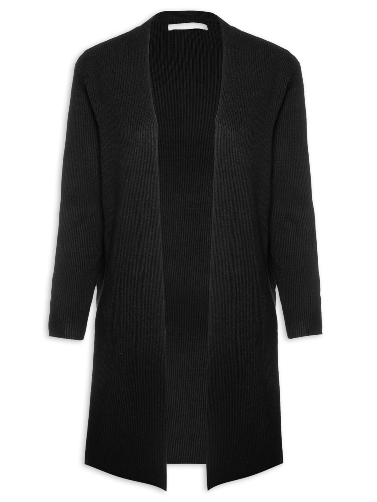Cardigan Feminino Alongado Manga Longa - Preto