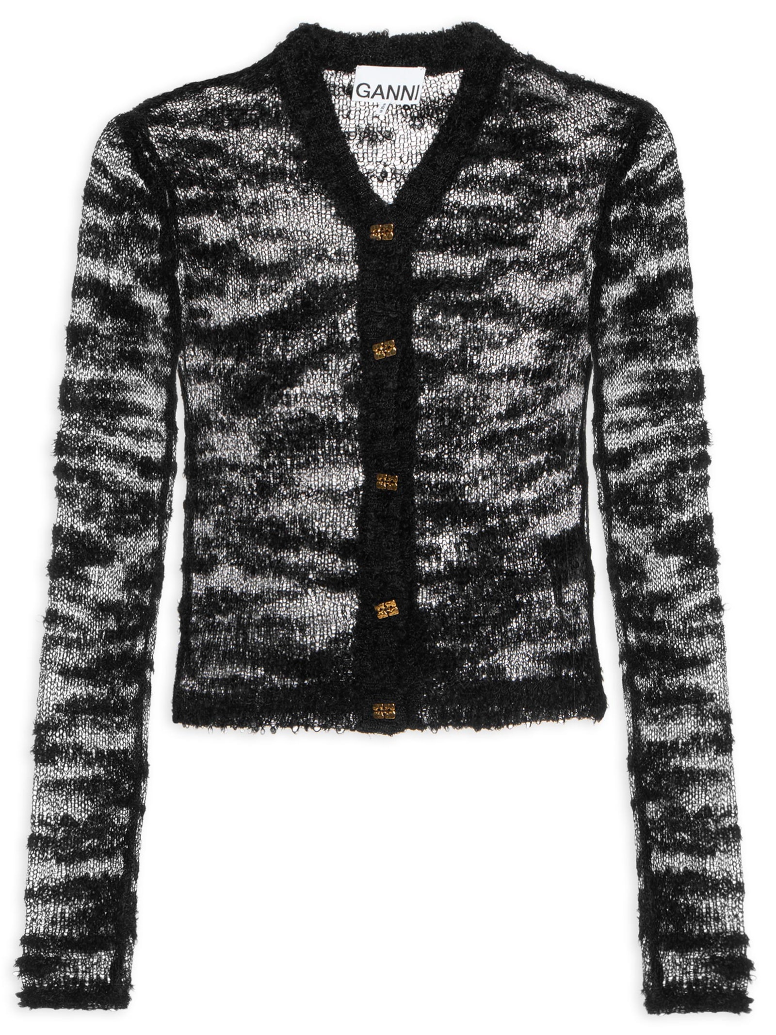 Ganni - Cardigan Feminino Alpaca Mohair Boucle - Preto