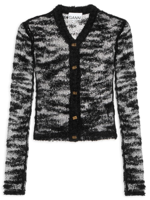 Cardigan Feminino Alpaca Mohair Boucle - Preto