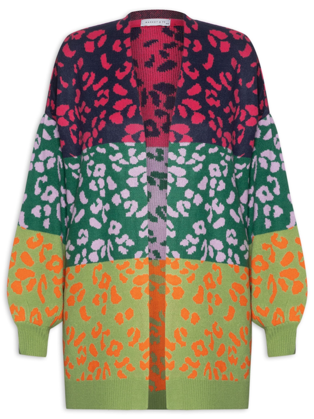 Cardigan Feminino Animal Print Colorido - Verde