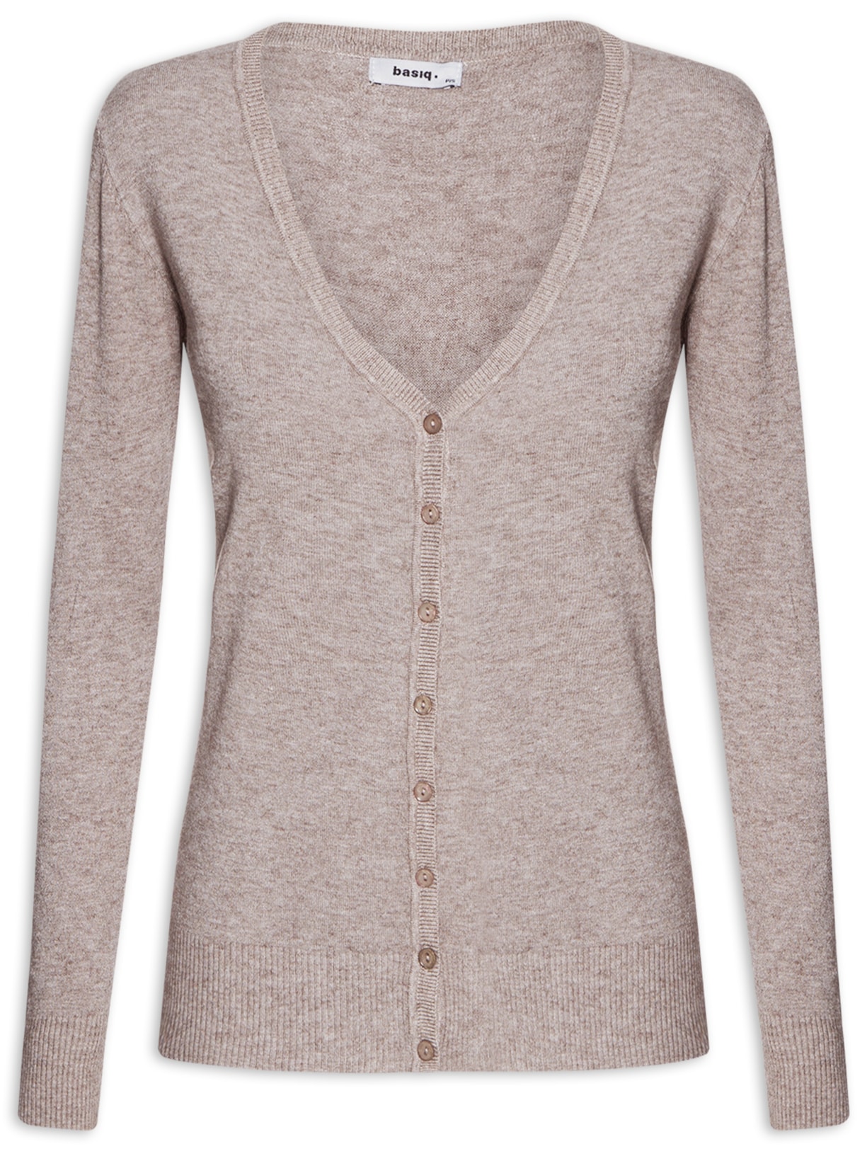 Cardigan Feminino Básico Decote V - Bege