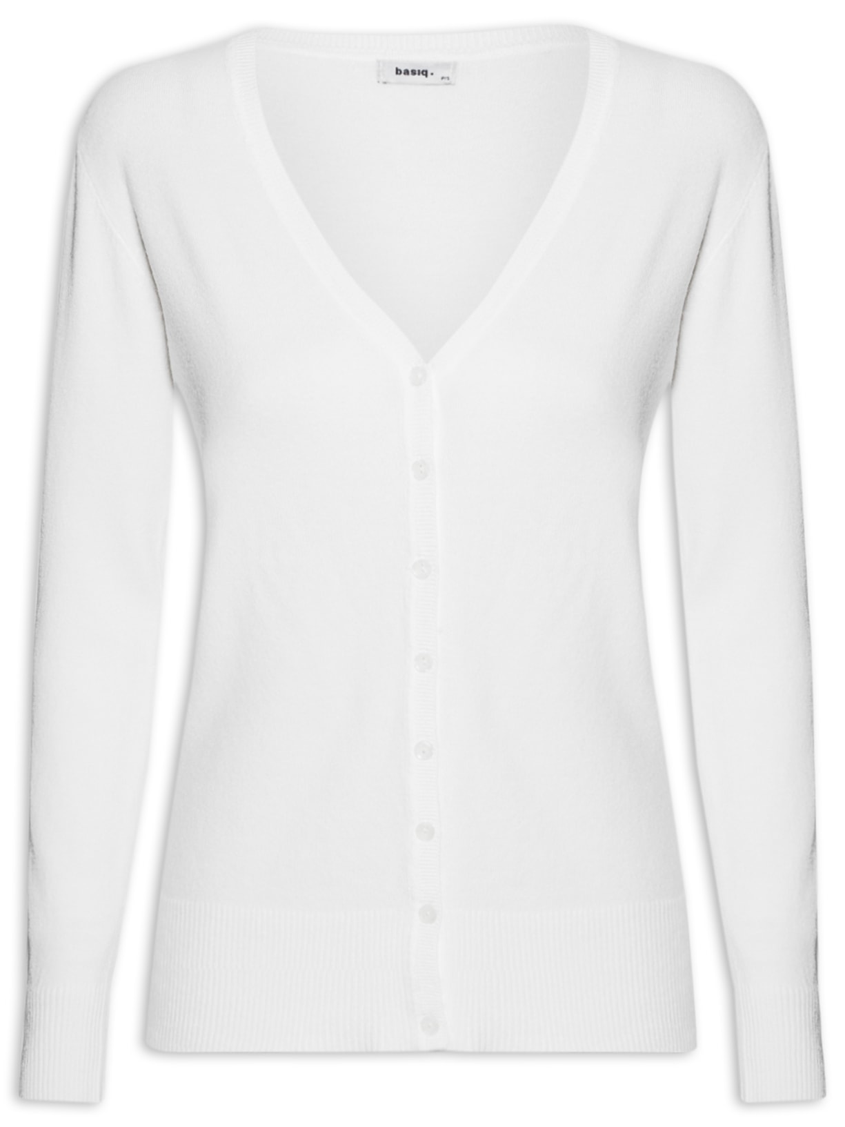 Cardigan Feminino Básico Decote V - Branco