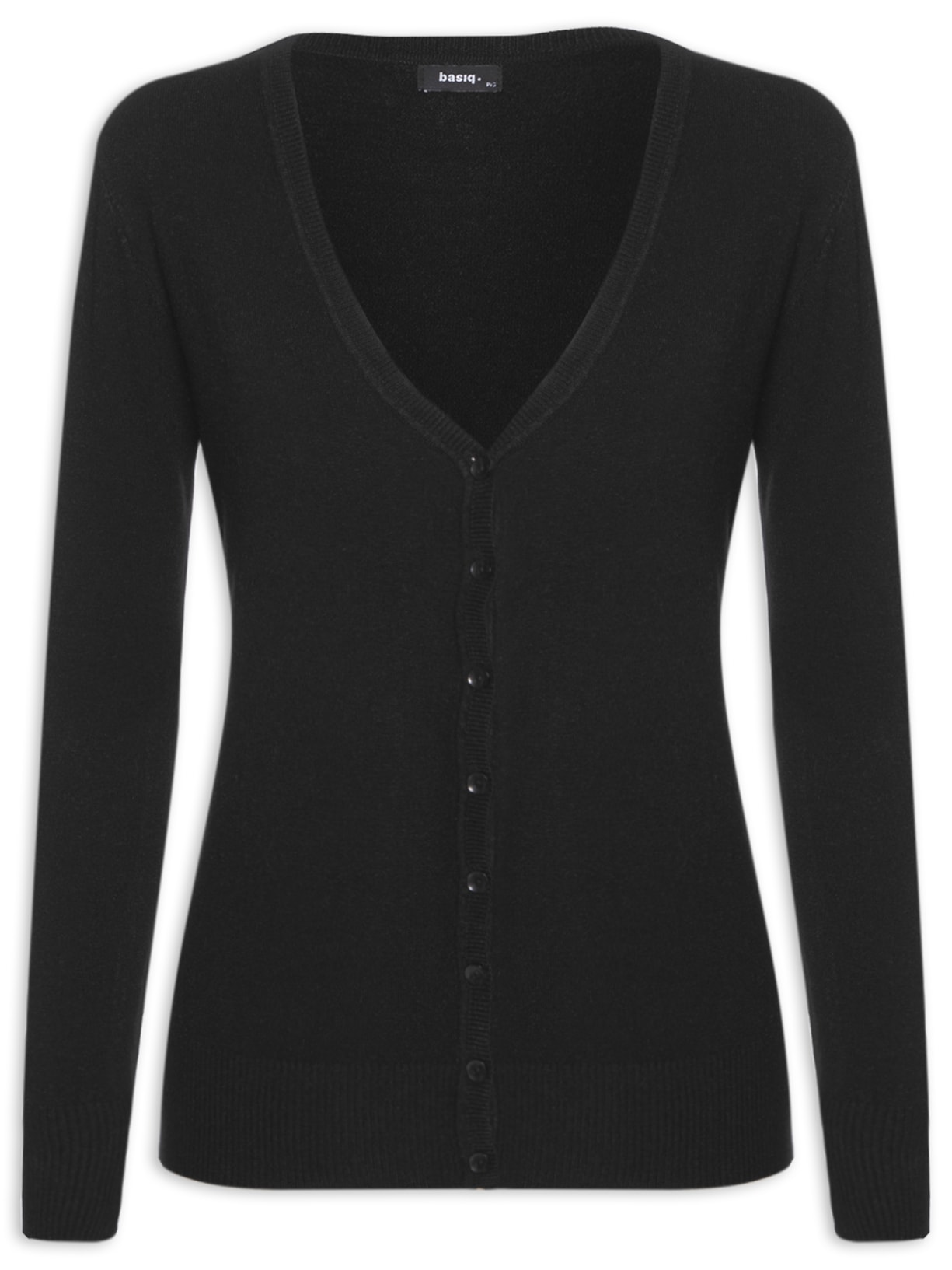 Cardigan Feminino Básico Decote V - Preto