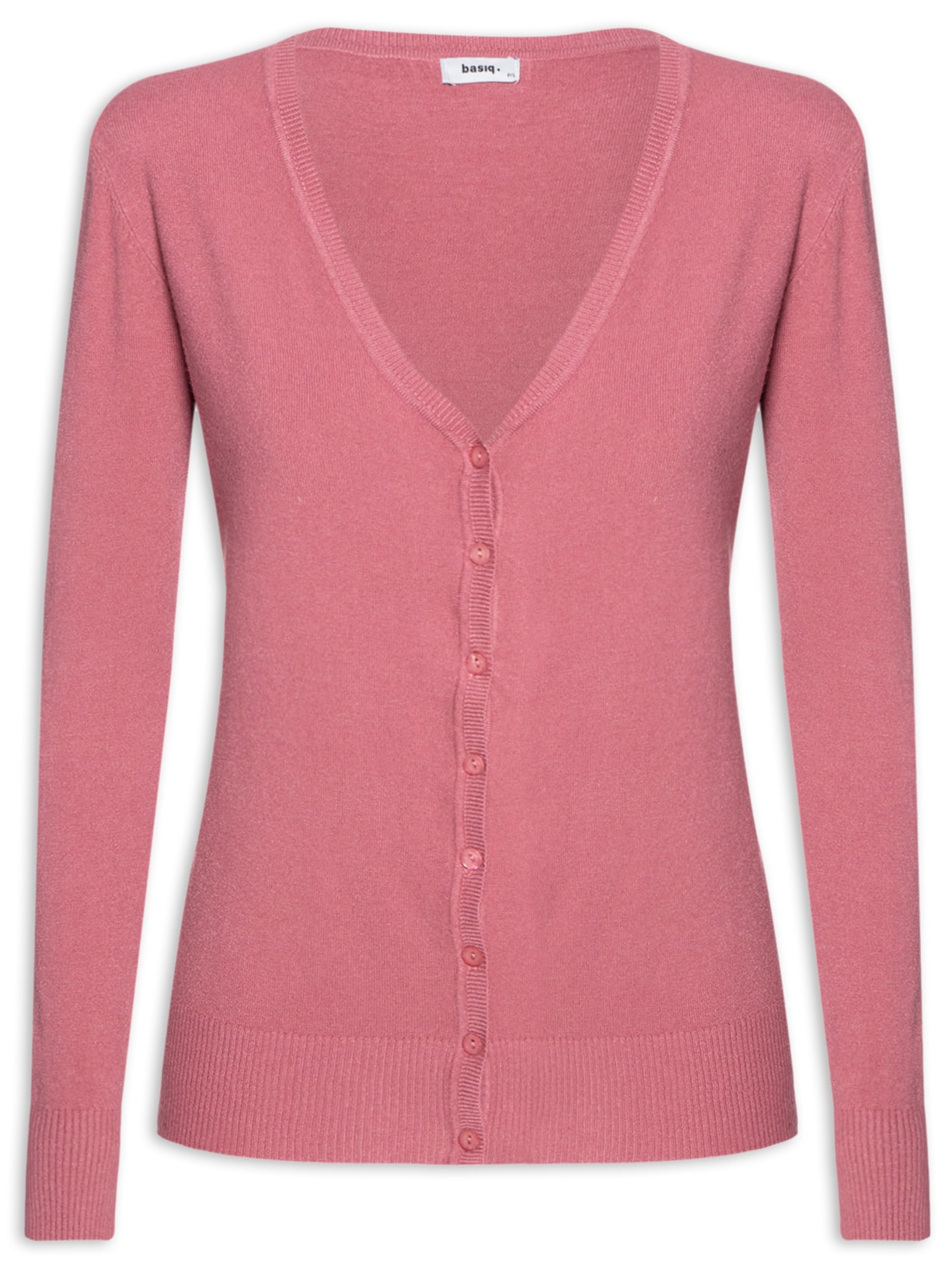 Cardigan Feminino Básico Decote V - Rosa