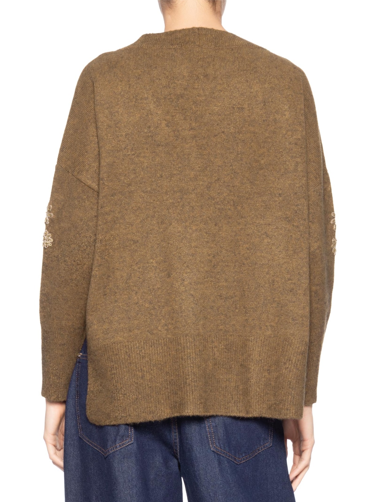 Cardigan Feminino Bordado Gola V De Tricot Marrom Animale