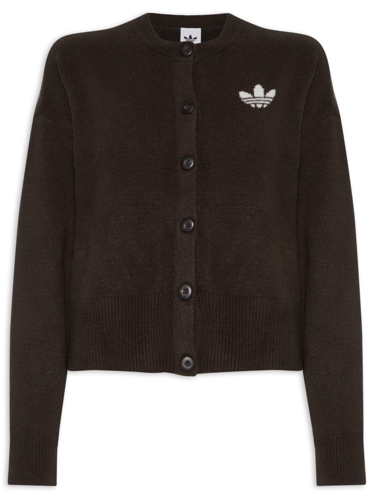 Cardigan Feminino Botão Cropped Marrom Adidas Originals