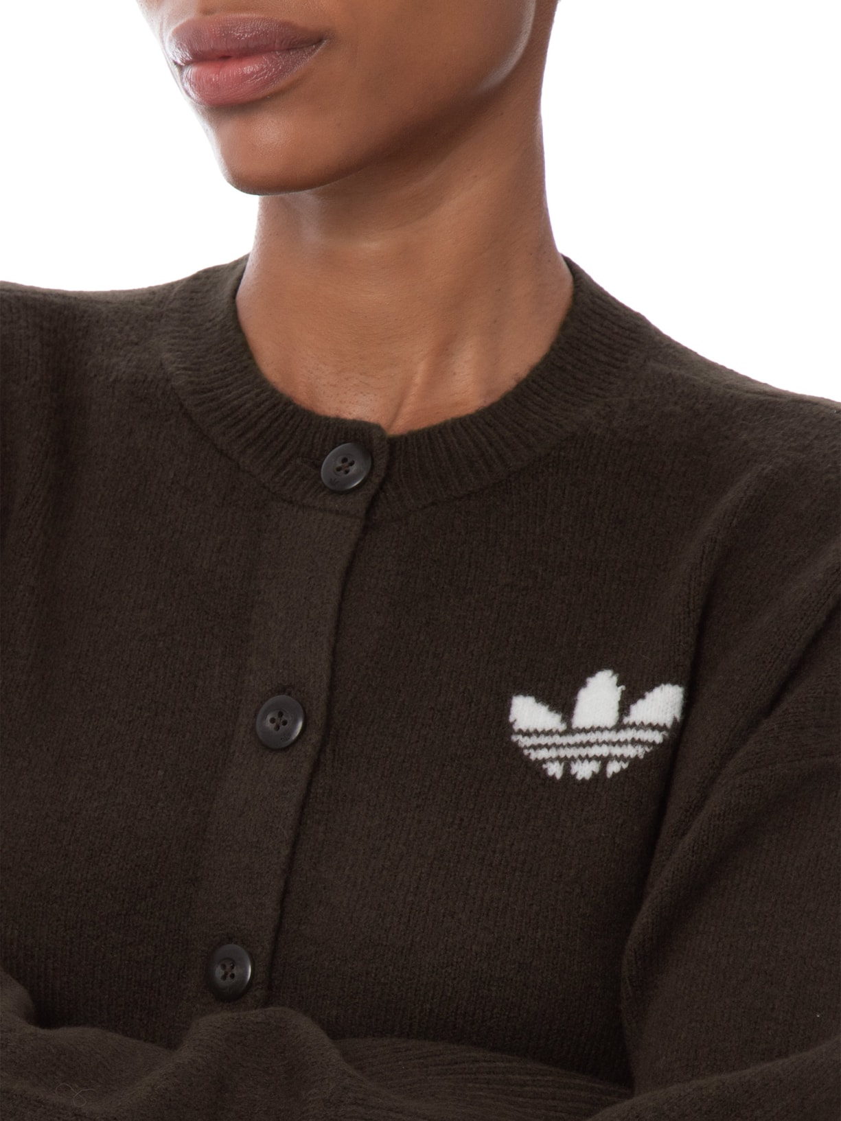 Cardigan Feminino Botão Cropped Marrom Adidas Originals