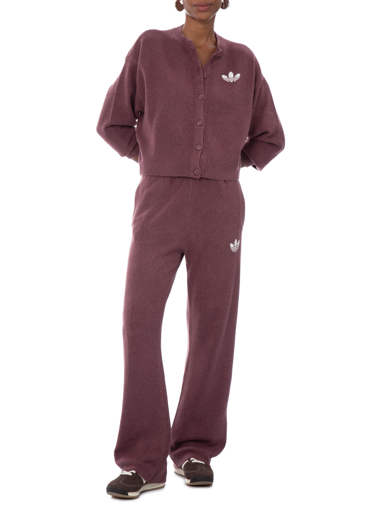 Cardigan Feminino Botão Cropped Rosa Adidas Originals