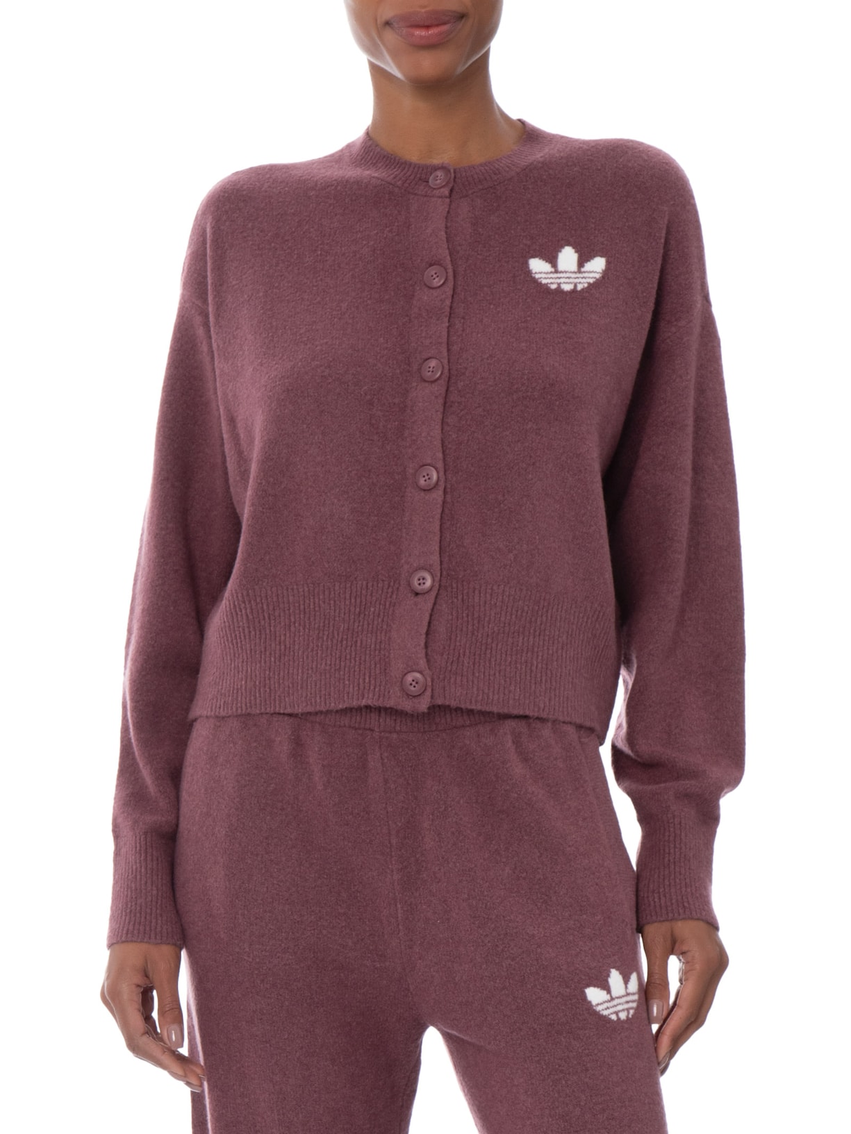 Cardigan Feminino Botão Cropped Rosa Adidas Originals