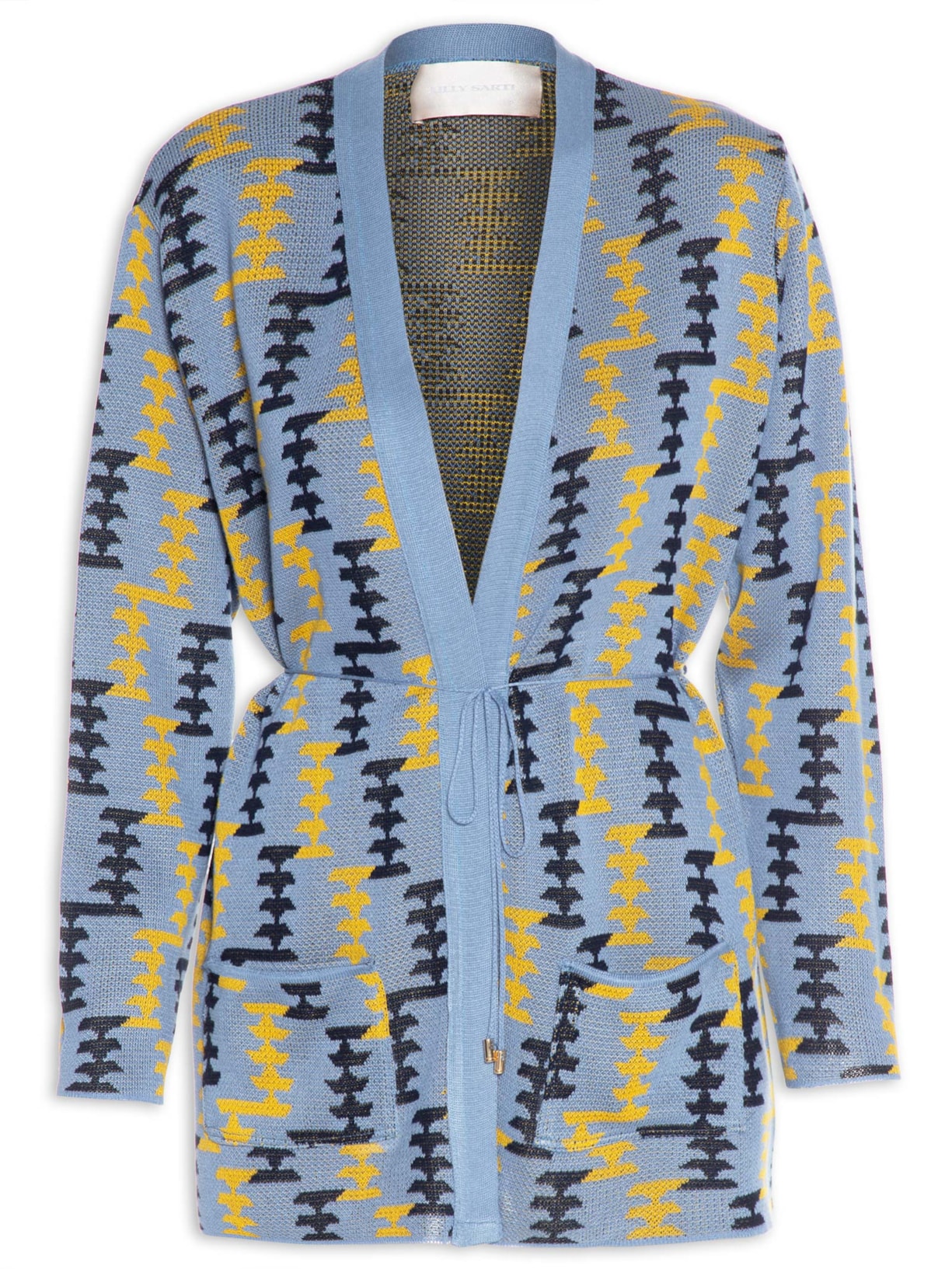 Cardigan Feminino Caban Jacquard Tricot - Azul