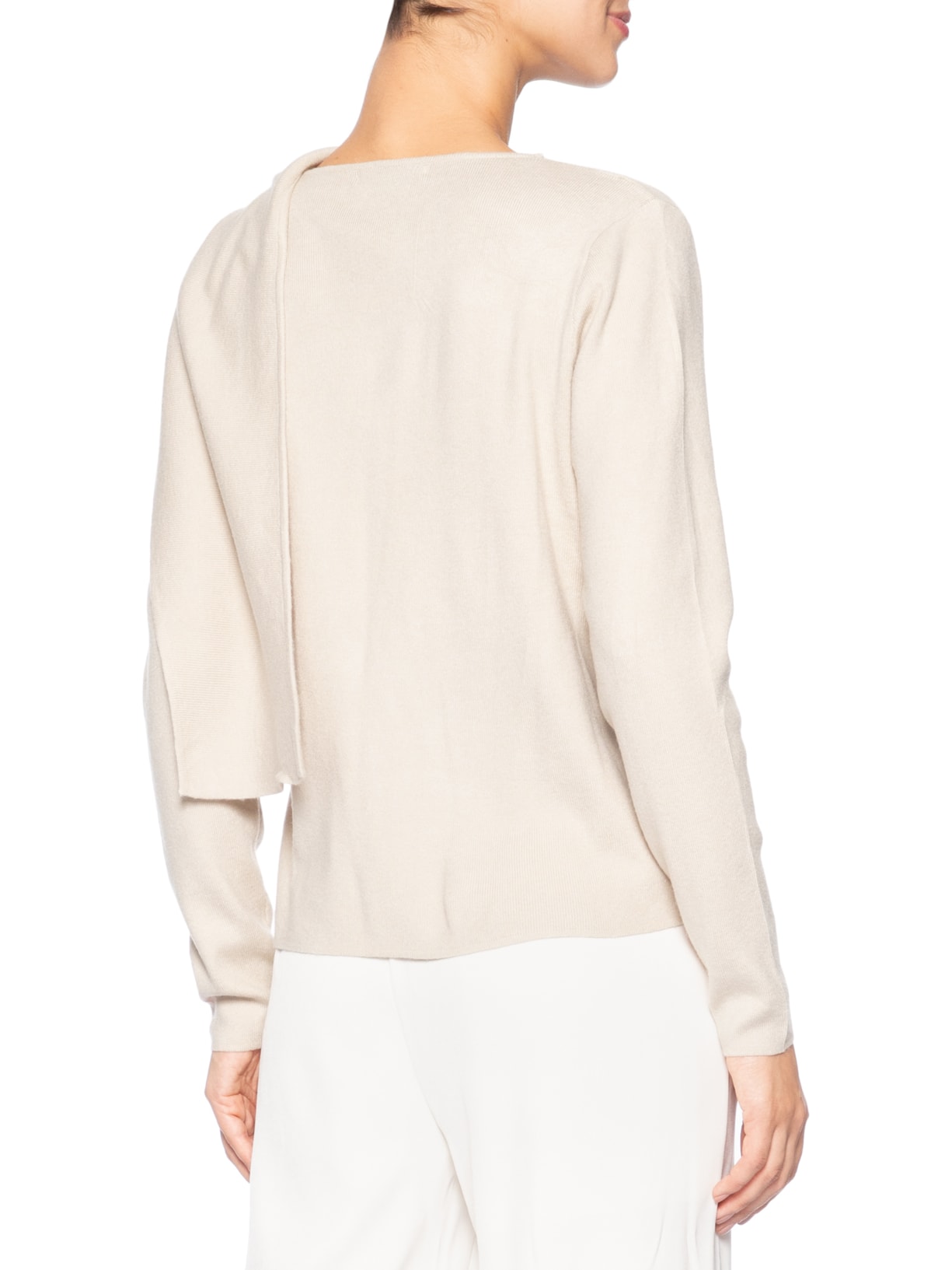 Cardigan Feminino com Botões e Cachecol em Tricot Bege '2Essential