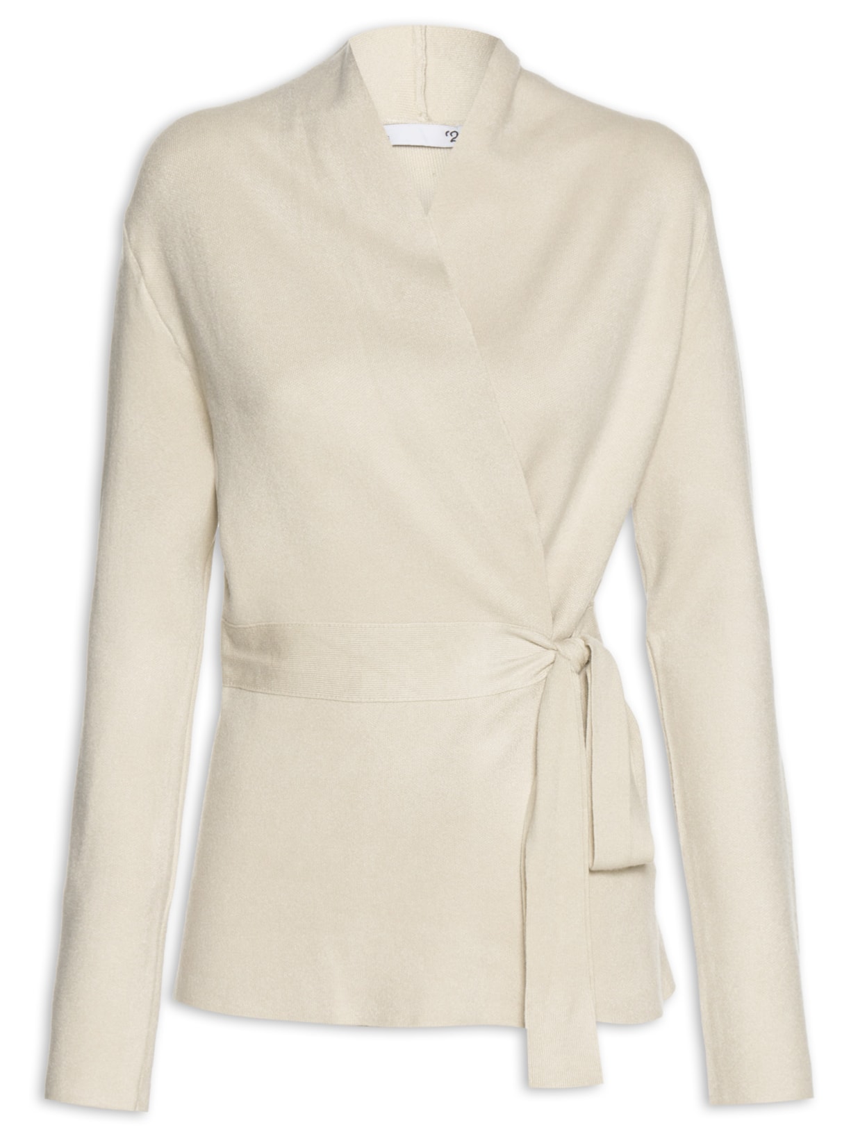 Cardigan Feminino Com Cinto Em Tricot - Bege