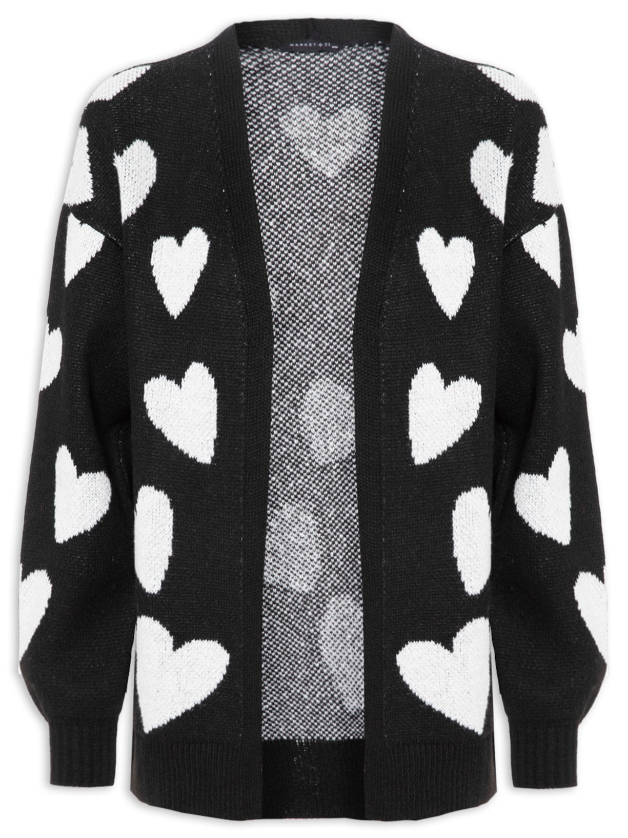 Cardigan Feminino Corações - Preto