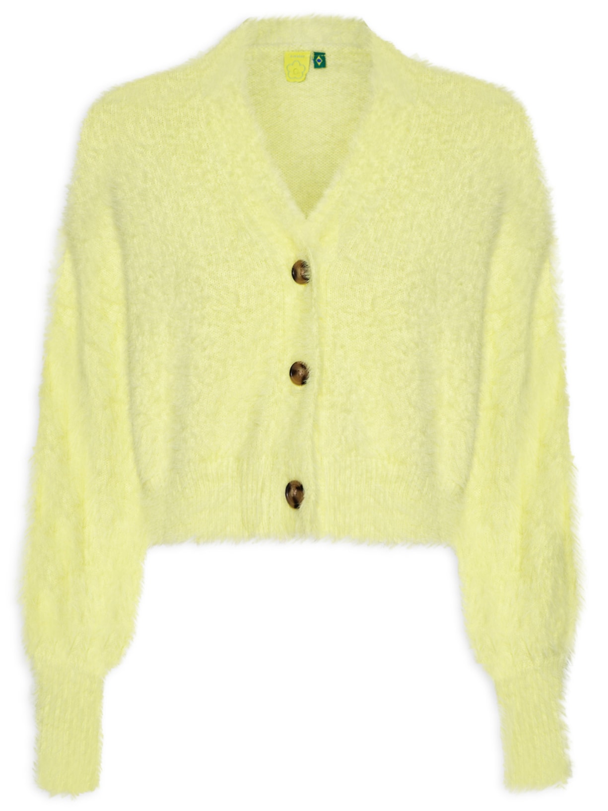 Cardigan Feminino Curto Pelinho - Amarelo