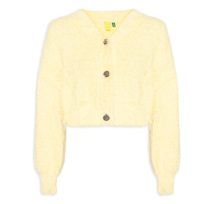 Cardigan Feminino Curto Pelinho - Amarelo
