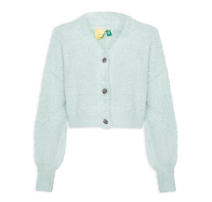 Cardigan Feminino Curto Pelinho - Azul