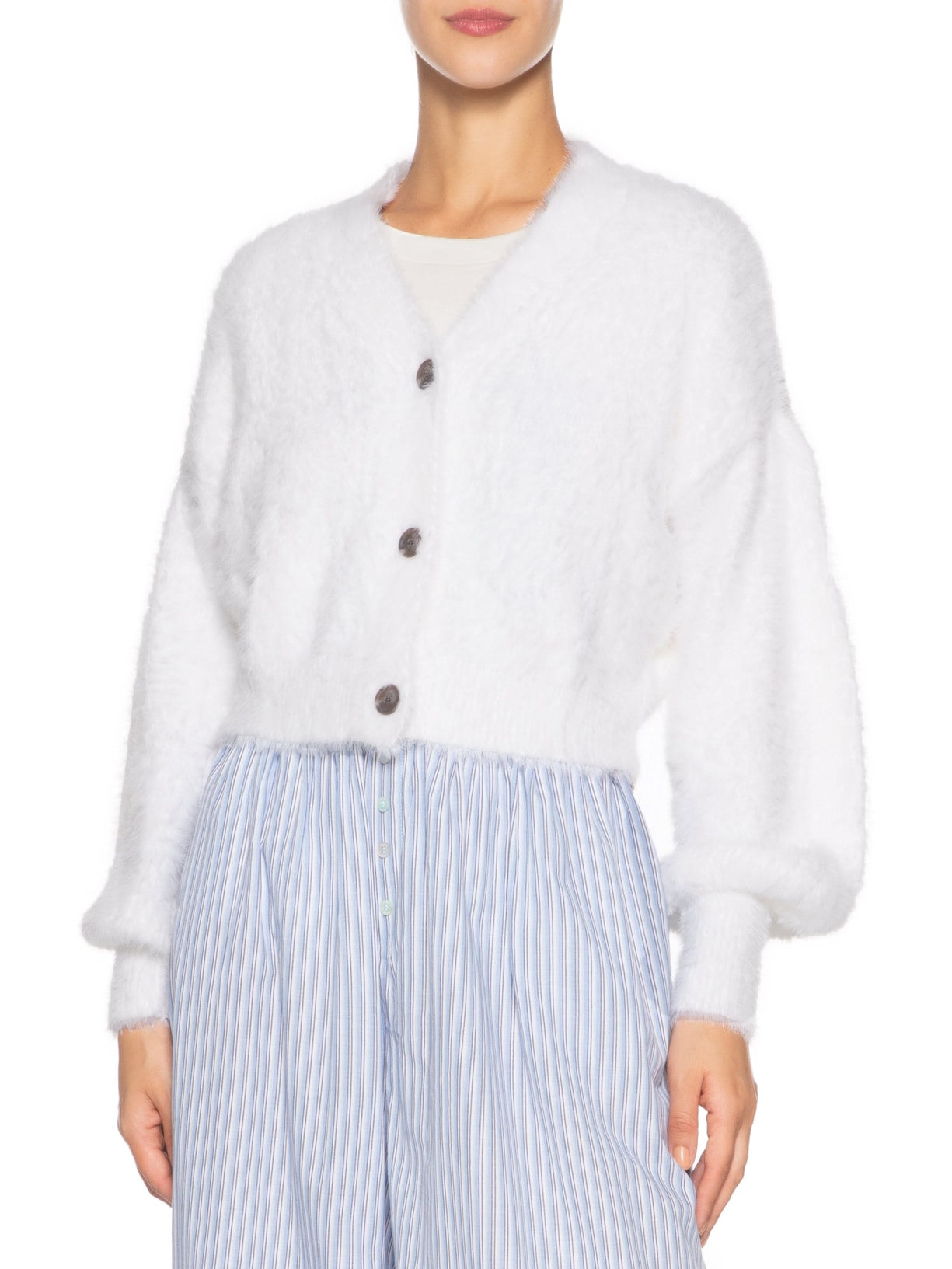 Cardigan Feminino Curto Pelinho Branco Farm
