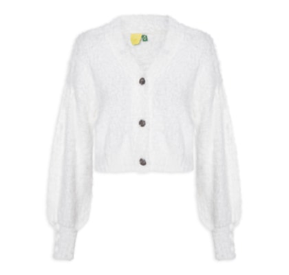 Cardigan Feminino Curto Pelinho - Branco