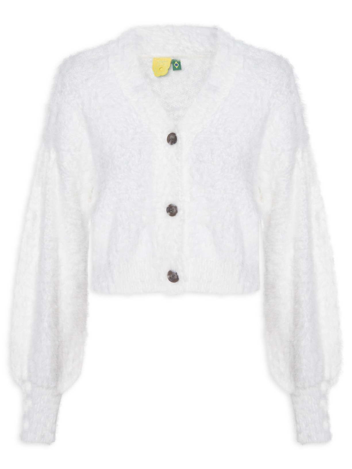 Cardigan Feminino Curto Pelinho - Branco