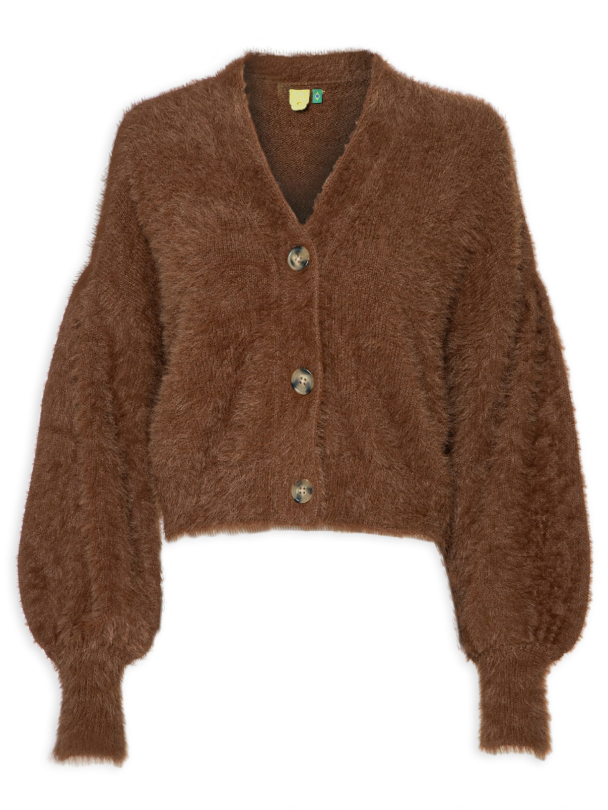 Cardigan Feminino Curto Pelinho - Marrom