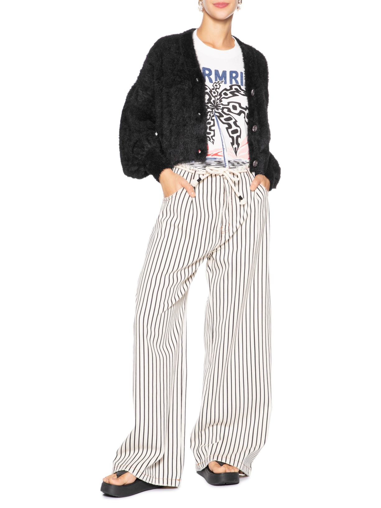 Cardigan Feminino Curto Pelinho Preto Farm