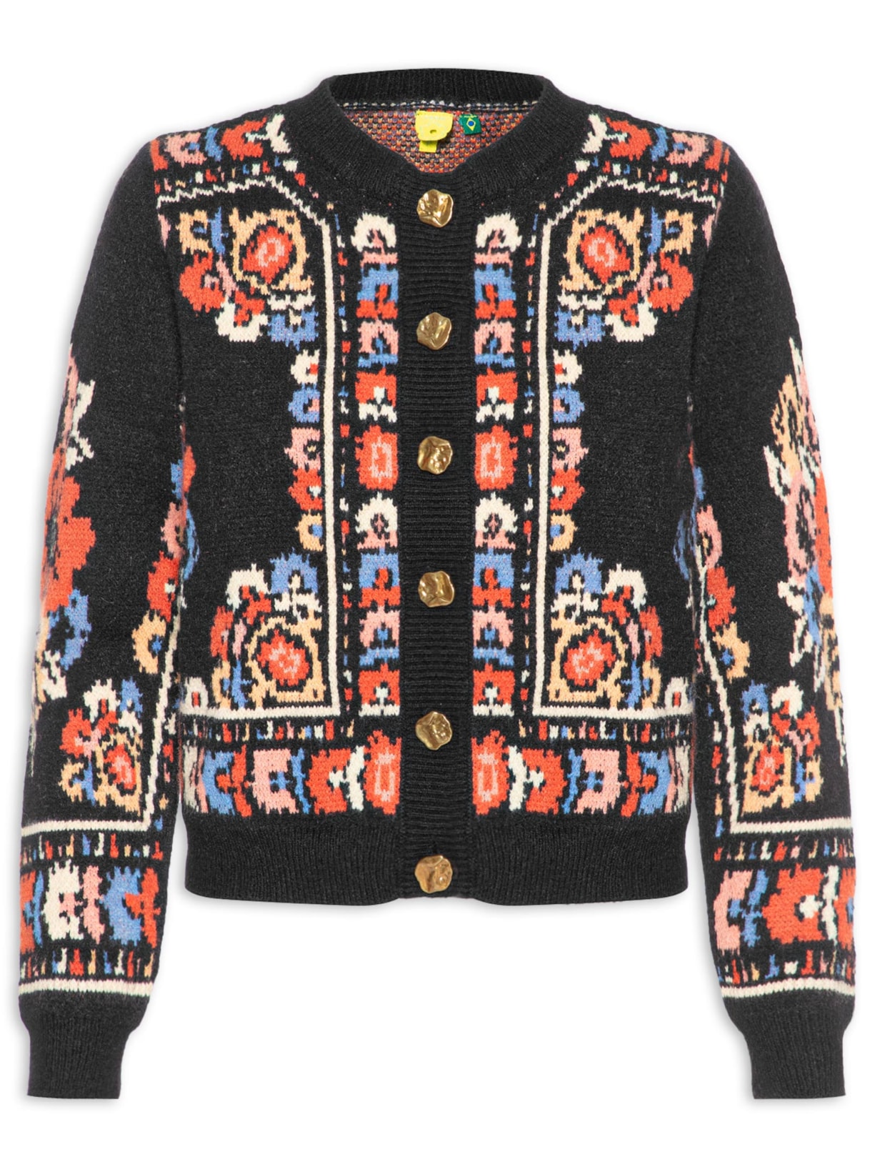 Cardigan Feminino Curto Tricot Antuerpia Preto Farm