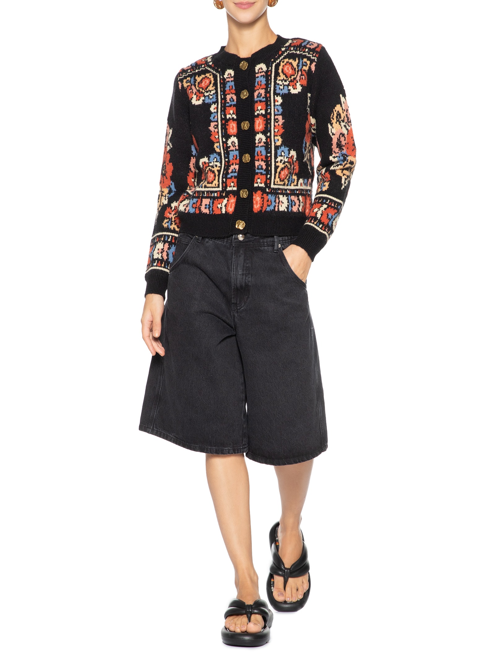 Cardigan Feminino Curto Tricot Antuerpia - Preto - Farm