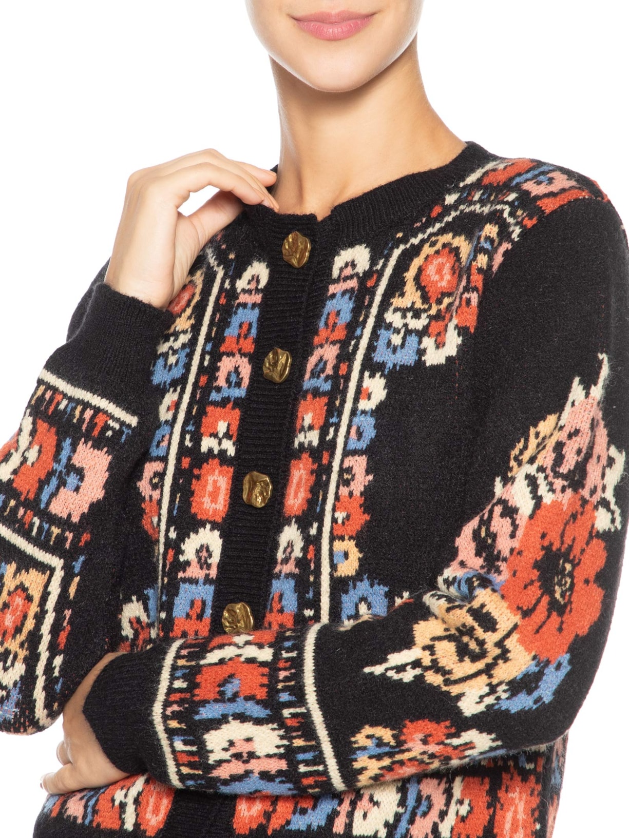 Cardigan Feminino Curto Tricot Antuerpia Preto Farm