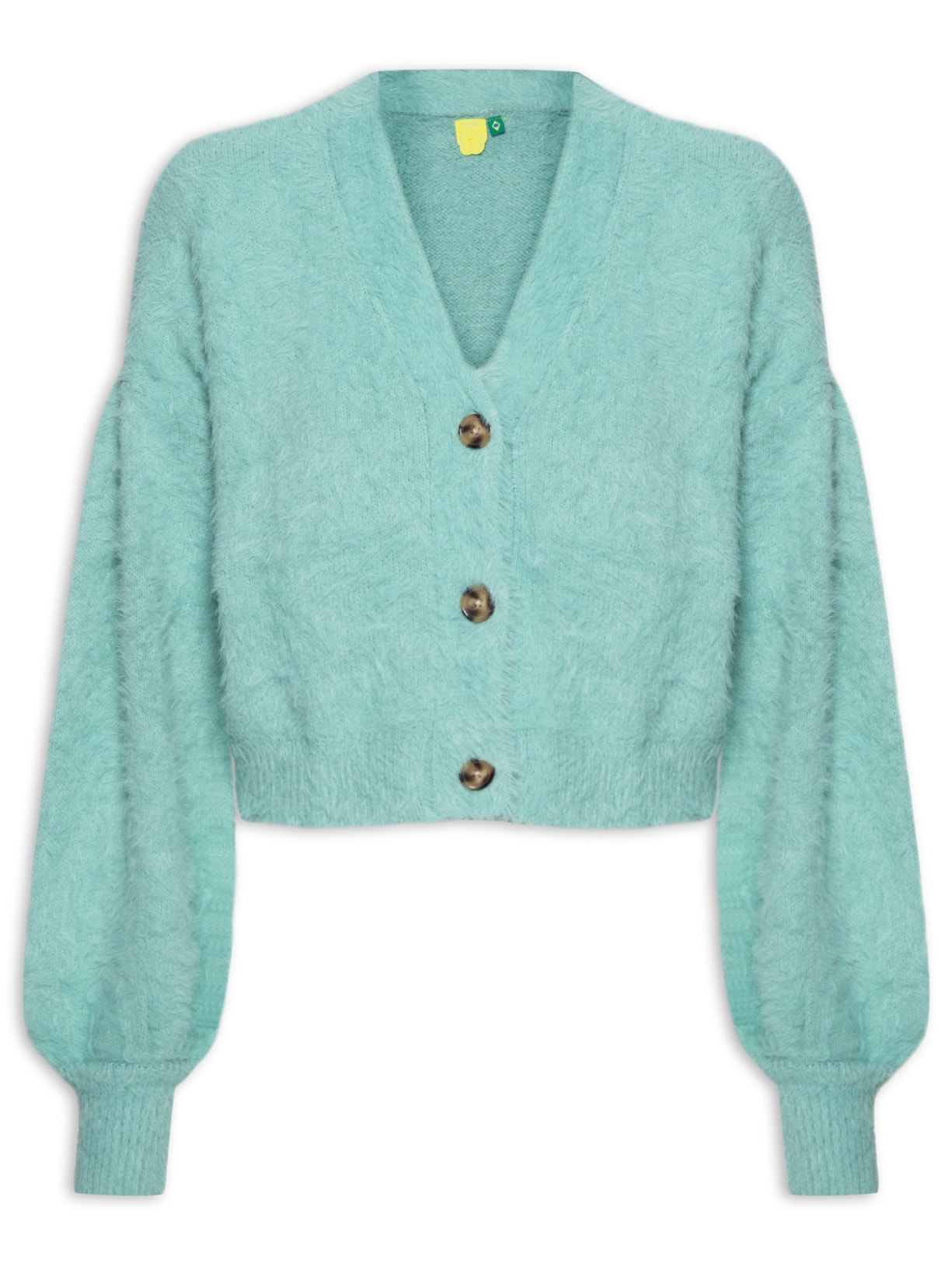 Cardigan Feminino Curto Tricot Pelinho - Azul