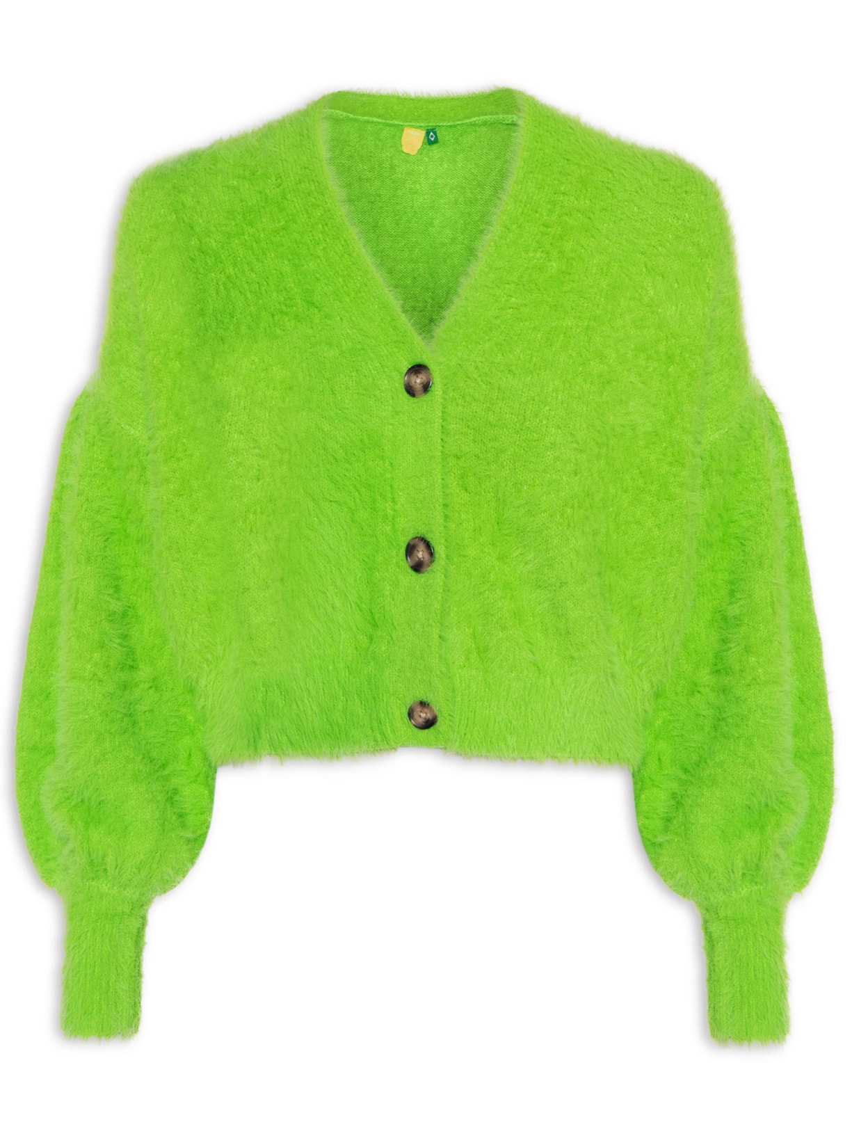 Cardigan Feminino Curto Tricot Pelinho - Verde