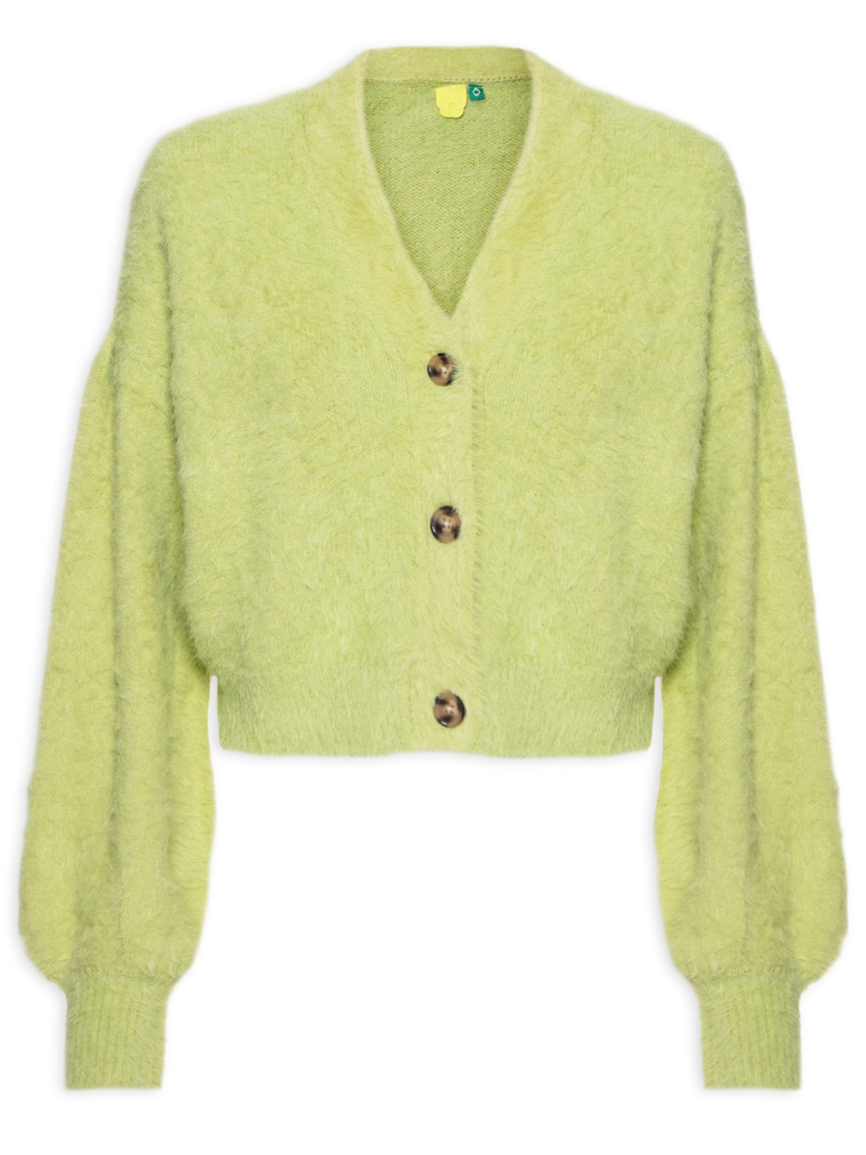 Cardigan Feminino Curto Tricot Pelinho - Verde