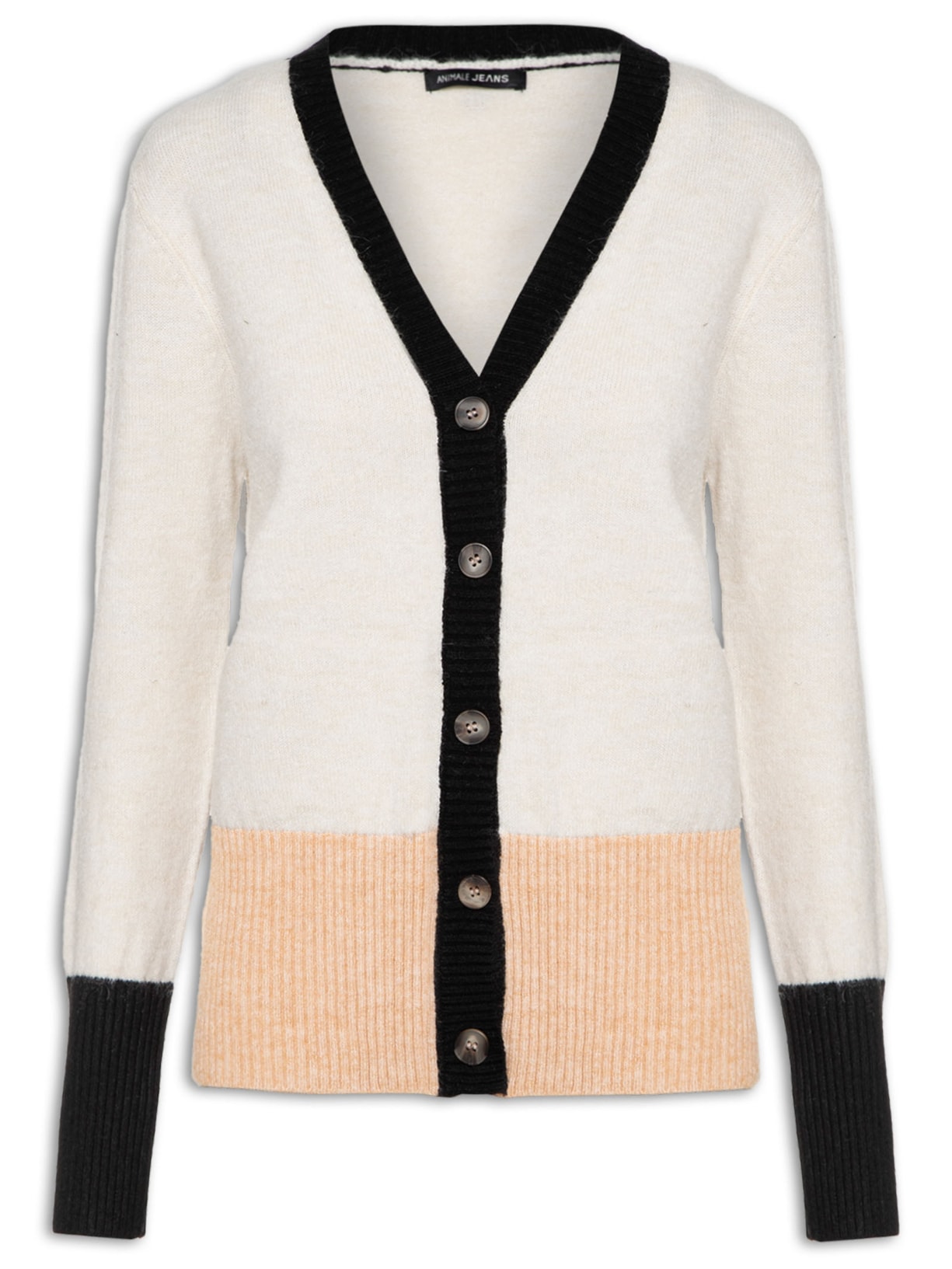 Cardigan Feminino de Tricot Multicolor - Bege