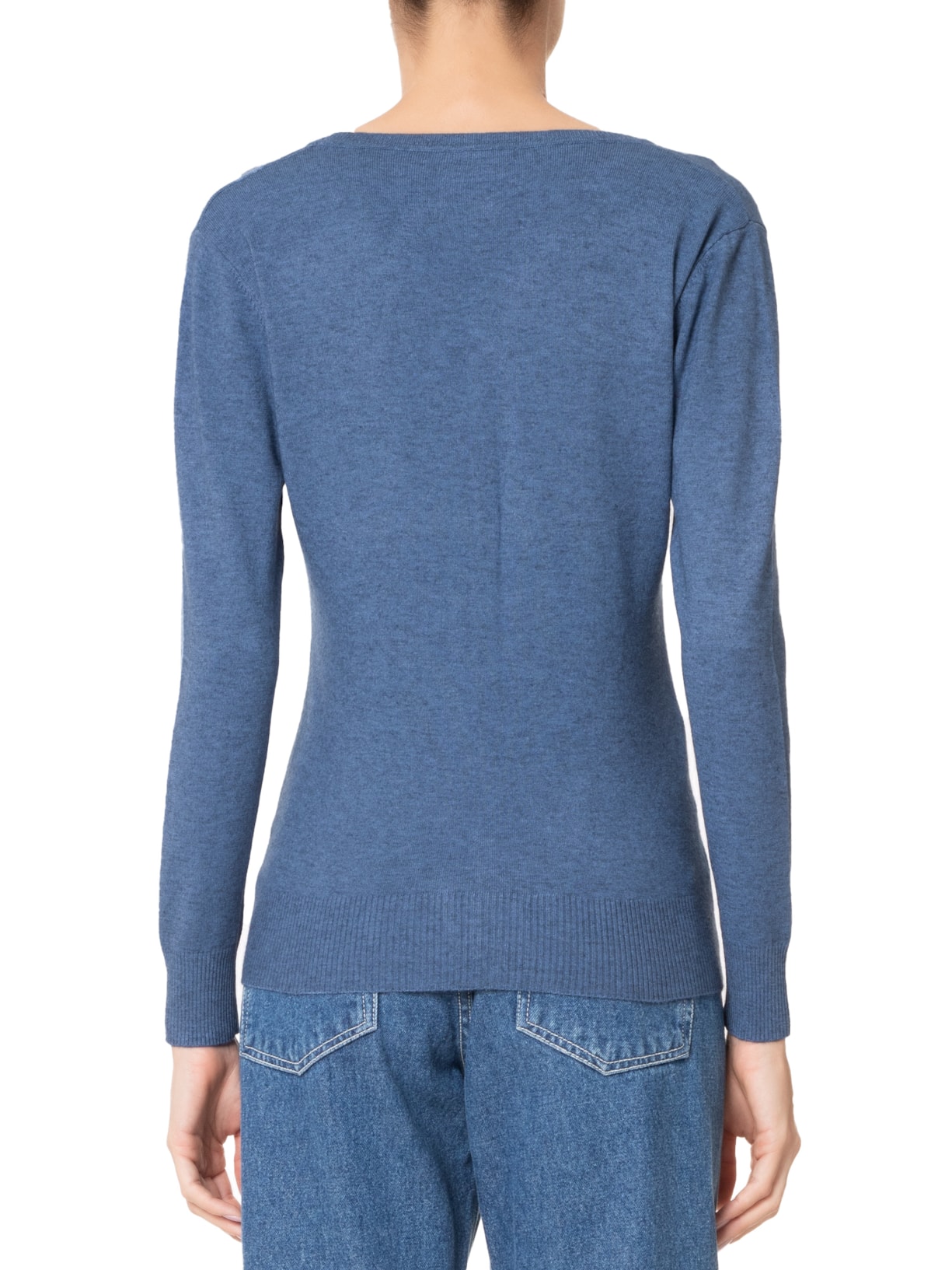 Cardigan Feminino Decote V Azul Basiq