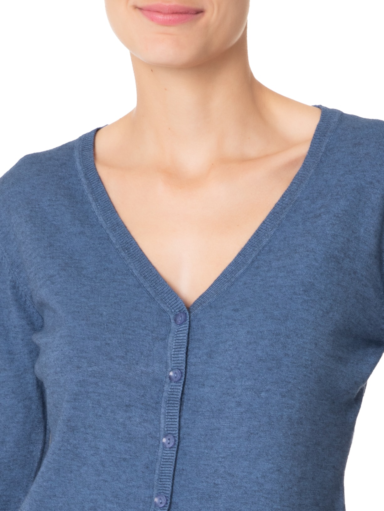 Cardigan Feminino Decote V Azul Basiq