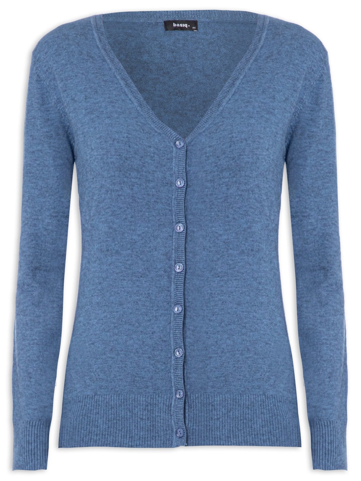 Cardigan Feminino Decote V Com Botões - Azul