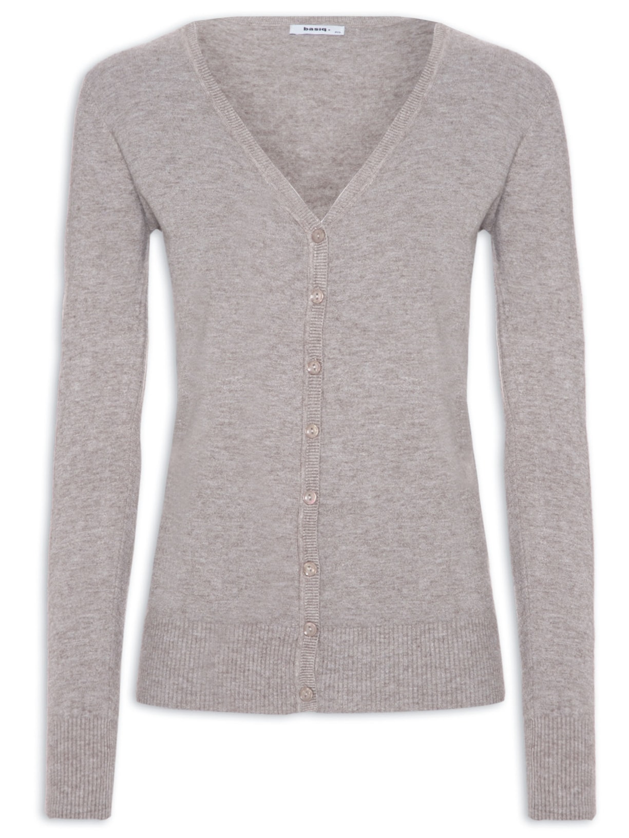 Cardigan Feminino Decote V Com Botões - Cinza