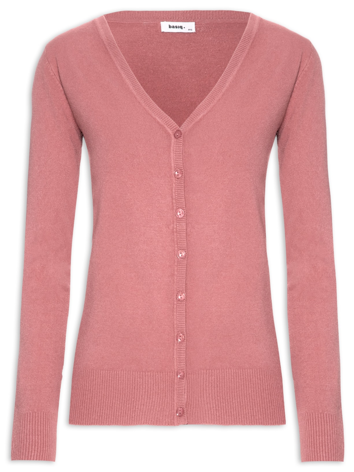 Cardigan Feminino Decote V Com Botões - Rosa