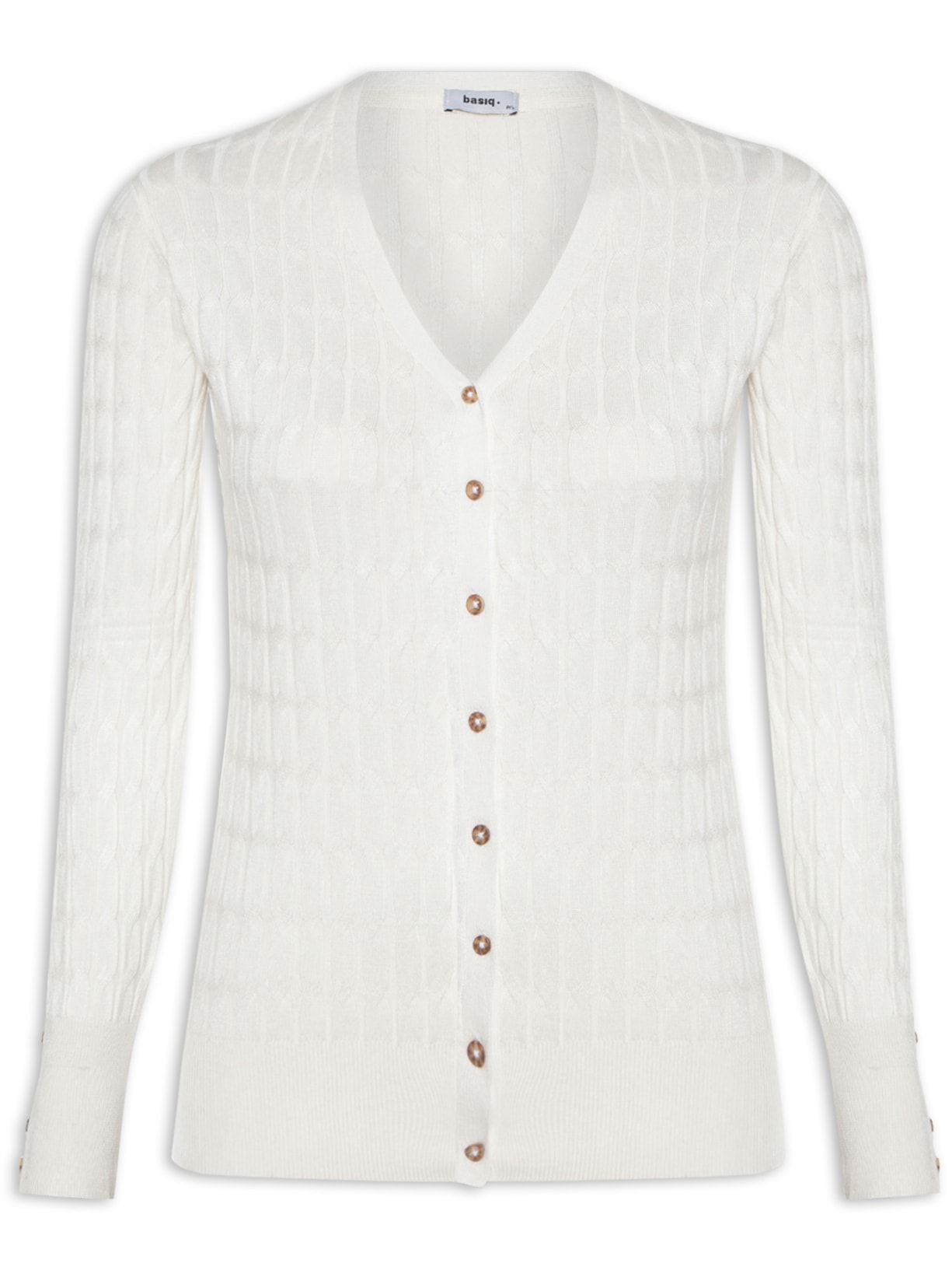 Cardigan Feminino Decote V - Off White