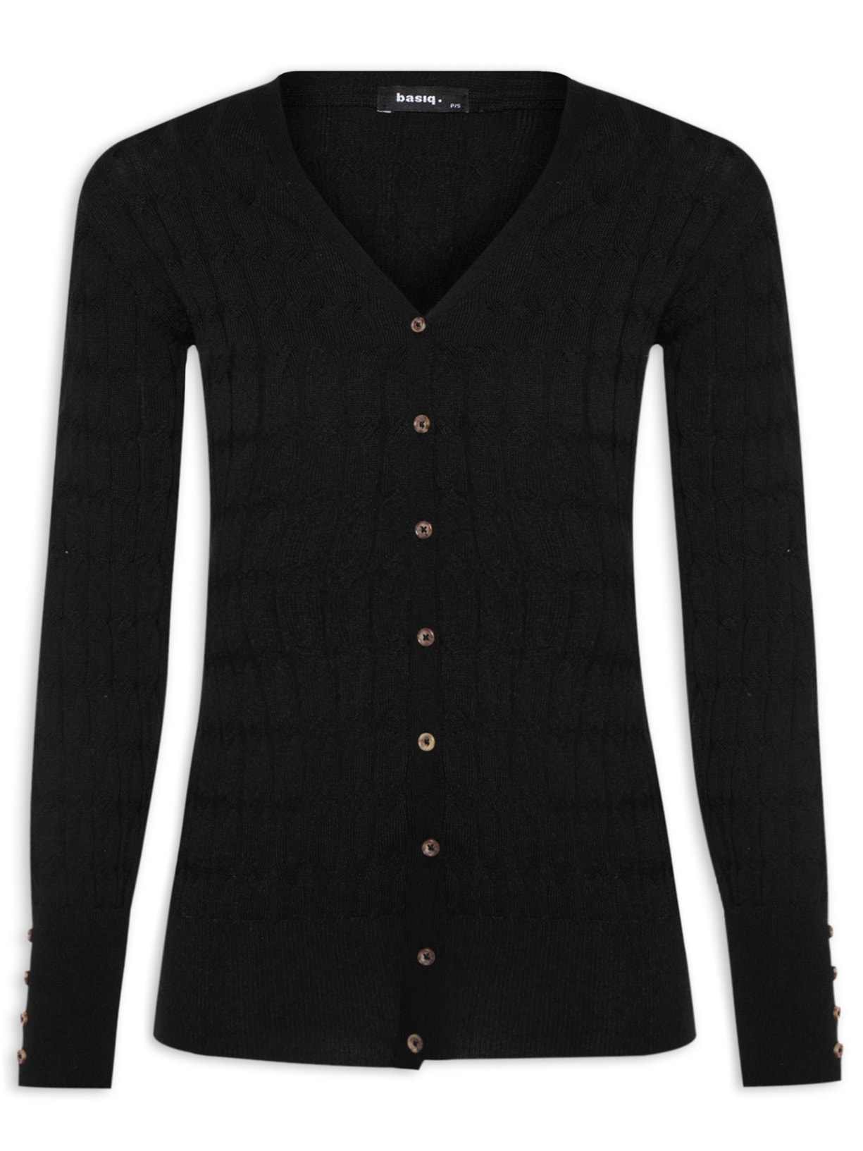 Cardigan Feminino Decote V - Preto